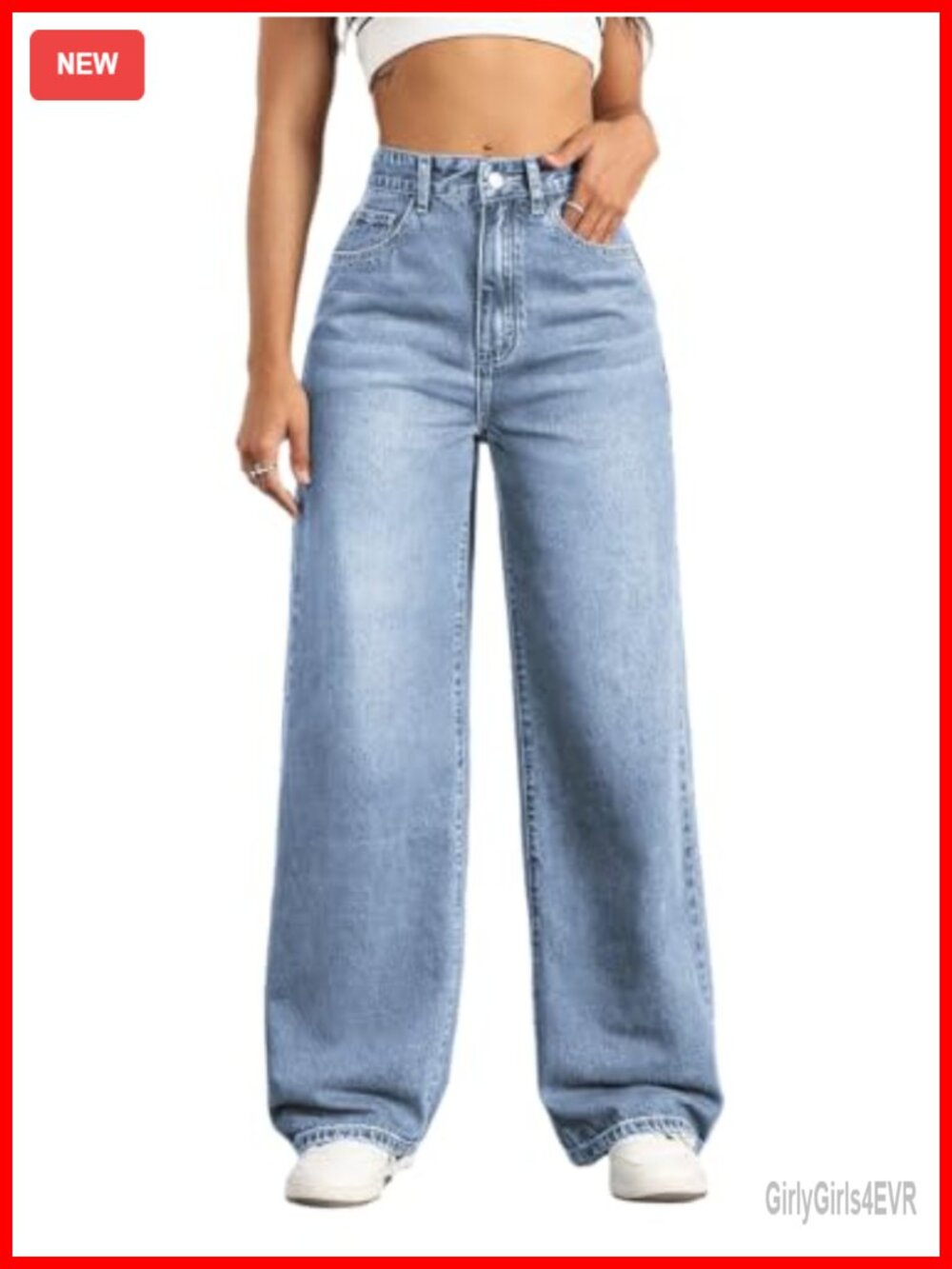 Women's High Waisted Wide Leg Jeans Straight Leg Denim Pants
